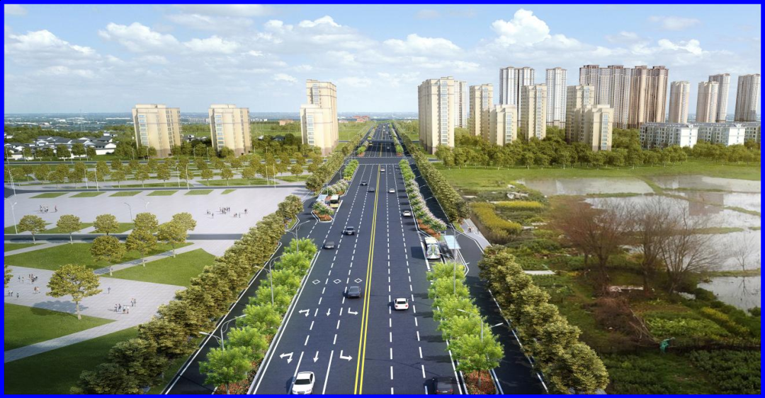 将规划红线宽度由40米拓宽至44米,道路平面统一为三块板,其中机动车道