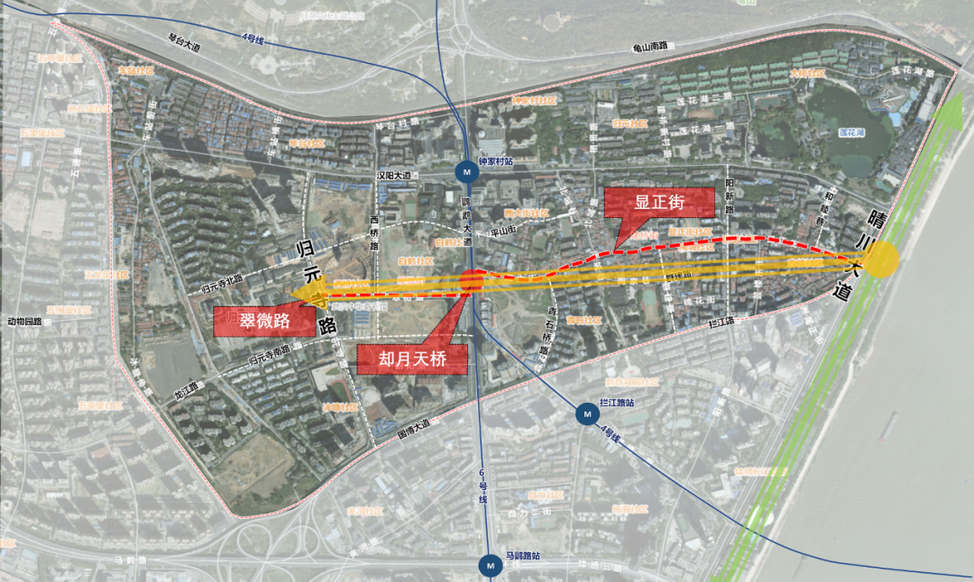 这条西起归元寺路,东至晴川大道的古今交融文化商业中心轴,整体打造