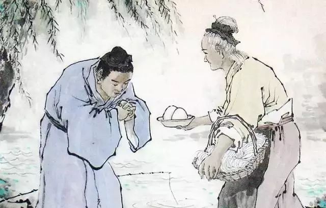 《漂母一饭之恩》韩信少年时家中贫寒,父母双亡.