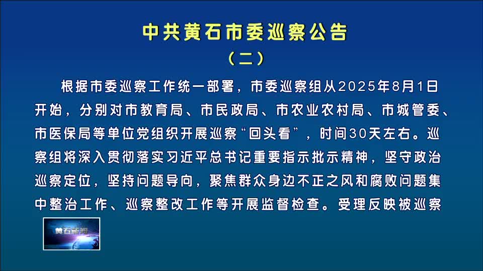中共黄石市委巡察公告（二）