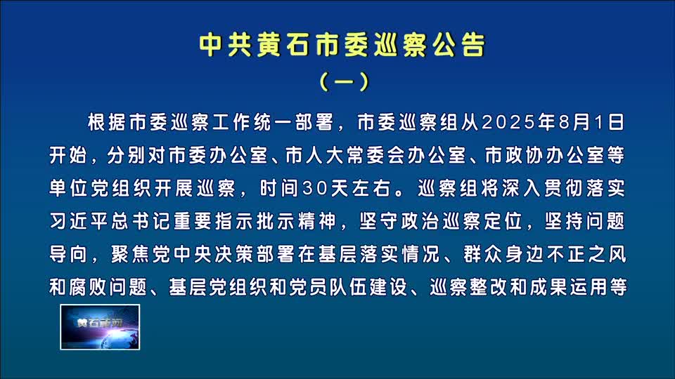 中共黄石市委巡察公告（一）