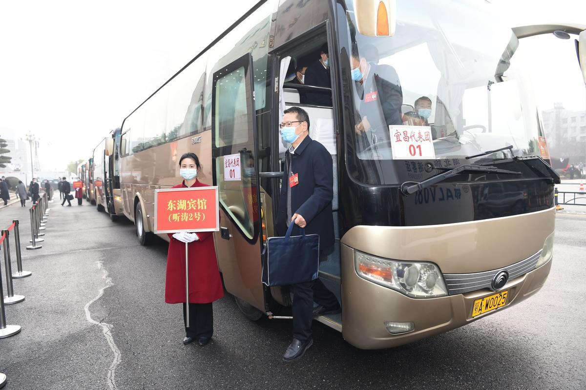 2022年1月20日上午,湖北省第十三届人大七次会议开幕大会现场.