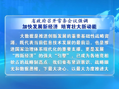 v视丨湖北省政府召开常务会议强调 加快发展新经济 培育壮大新动能