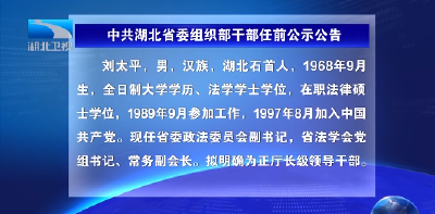 中共湖北省委组织部干部任前公示公告