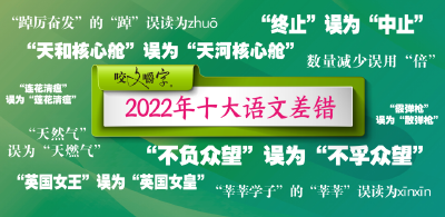 《咬文嚼字》编辑部公布2022年十大语文差错发布，你读对了吗？