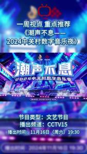 《潮声不息——2024中关村数字音乐夜》11月16日19:30，CCTV15播出