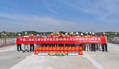 天堑变通途！武汉都市圈环线北段4标项目倒水河大桥钢箱梁全幅贯通