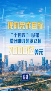 提前完成目标！“十四五”以来累计吸收外资已超7000亿美元
