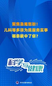 科学与健康｜聚焦急难愁盼！儿科等多项为民服务实事哪条戳中了你？