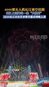 4000架无人机长江夜空绘图 长江上空开出一朵“大牡丹”