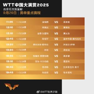WTT中国大满贯今日赛程公布！王曼昱、林诗栋将登场