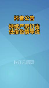 抖音发布关于持续严厉打击低俗色情导流的公告