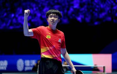 王楚钦战胜袁励岑，获得全运会乒乓球男单铜牌