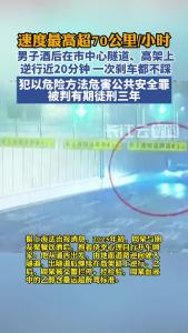 男子酒后在市中心主干道逆行近20分钟，不采取任何避险措施，犯以危险方法危害公共安全罪获刑三年