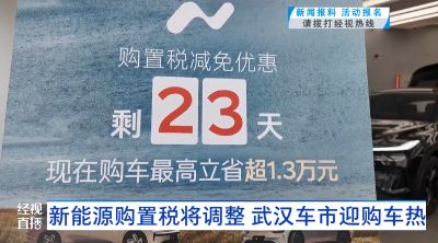 新能源购置税将调整 武汉车市迎购车热