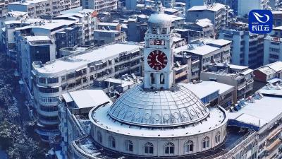 高空瞰雪！老河口双园雪景 定格荆楚元旦浪漫