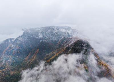 恩施巴东：雪吻秋山 云海织锦