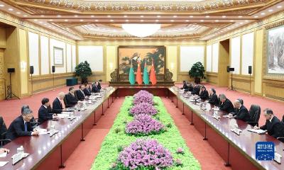 习近平会见土库曼斯坦民族领袖、人民委员会主席别尔德穆哈梅多夫