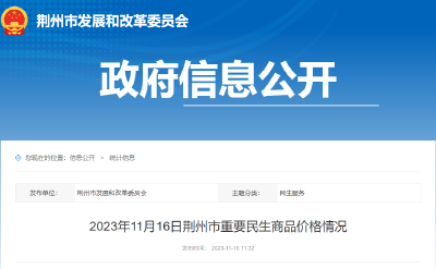 11月16日，荆州市重要民生商品价格情况
