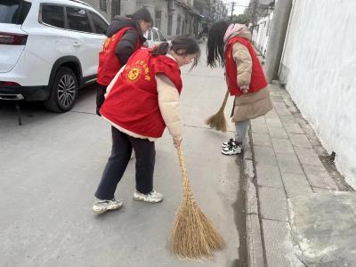 荆州区西城街道开展寒假大学生志愿者“除旧迎新”洁城活动