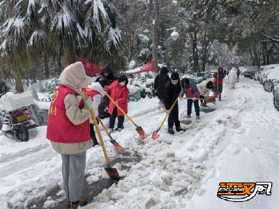 荆州市妇联干部和巾帼志愿者积极清除冰雪  保障困难群体温暖过冬