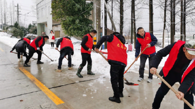 石首市獾皮湖村志愿者“清冰雪、送温暖”