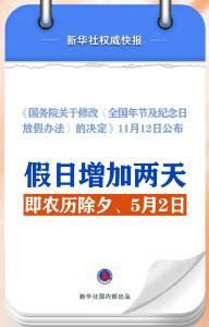 最新！春节和劳动节各增1天！2025年放假安排来了