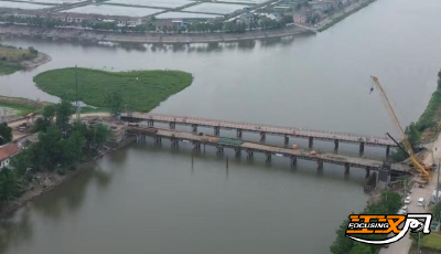 洪湖市宦子口桥建设五一“不打烊”