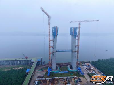 李埠长江公铁大桥两岸主塔均突破百米 全面进入超高空施工阶段