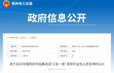 荆州市人社局最新公示