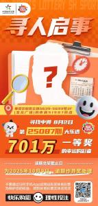 701万大奖仍无人认领，即将逾期，紧急寻人