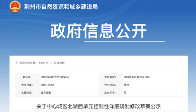 公示！荆州城区这个单元规划拟修改