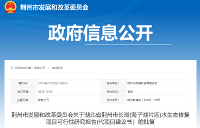 荆州最新批复！事关这个大湖