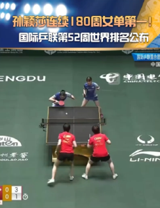 国际乒联最新排名公布，孙颖莎连续180周女单第一