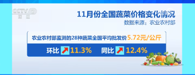 11月份“菜篮子”产品价格呈现季节性上涨 多因素推高生产成本