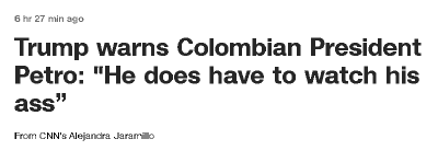 抓走马杜罗后，特朗普又威胁佩特罗总统