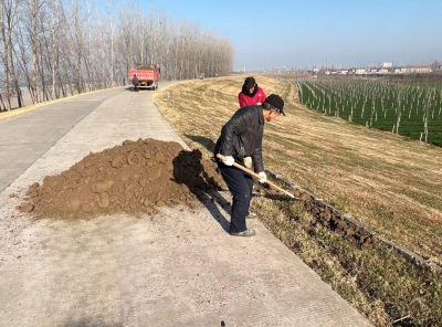 江陵河道分局：填补堤肩坑洼 恢复堤容堤貌