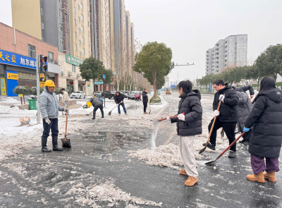 迎战低温雨雪天气 | 荆州区郢南社区：干群齐心协力破冰除雪保民生