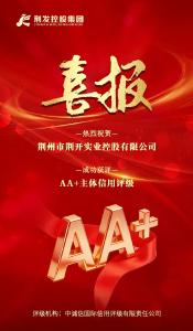 喜报！荆发控股集团旗下荆开实业成功获评AA+主体信用评级