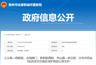 最新规划公布！涉及荆州城区5处街区→