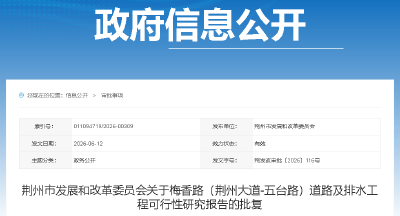 最新！荆州城区将新增一条主干路