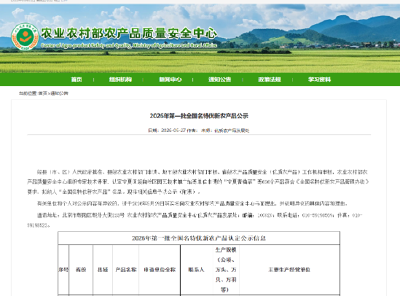 江陵水鸭、江陵小龙虾入选2026年第一批全国名特优新农产品公示