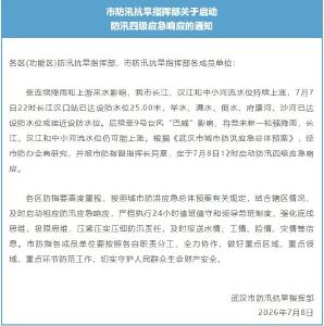 武汉启动防汛四级应急响应
