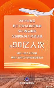 2024春运全国跨区域人员流动量预计达90亿人次