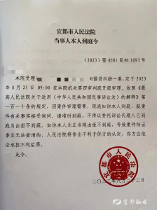 宜都法院首次发出《当事人本人到庭令》：破应诉僵局