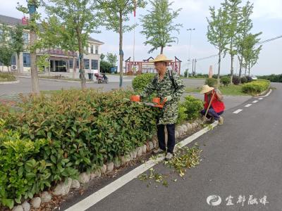 听闻杂草密布，他马上回家背来了修剪机……