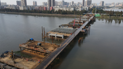 已完成总工程量的40% 湖滨路跨湖大桥项目有序推进中