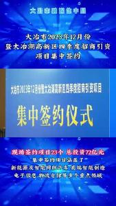 大冶市2023年12月份暨大冶湖高新区四季度招商引资项目集中签约