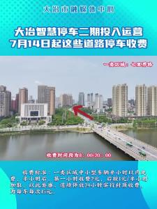 大冶智慧停车二期投入运营，7月14日起这些道路停车收费