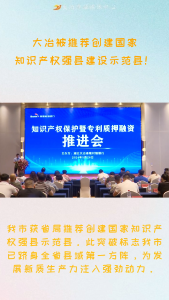 大冶被推荐创建国家知识产权强县建设示范县